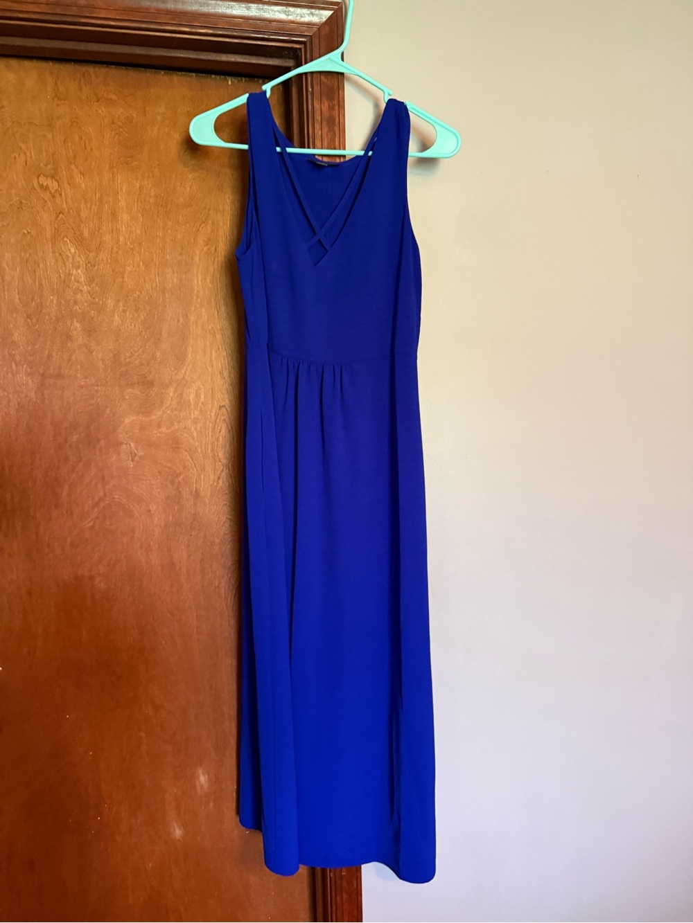 connected apparel Cobalt Blue Sleeveless V-Neck Maxi Dress NWOT